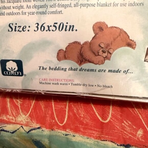 VTG Owen HONEYCOMB Hearts BABY Blanket AFGHAN Jacquard FRINGE Soft COTTON Crib - Picture 5 of 8